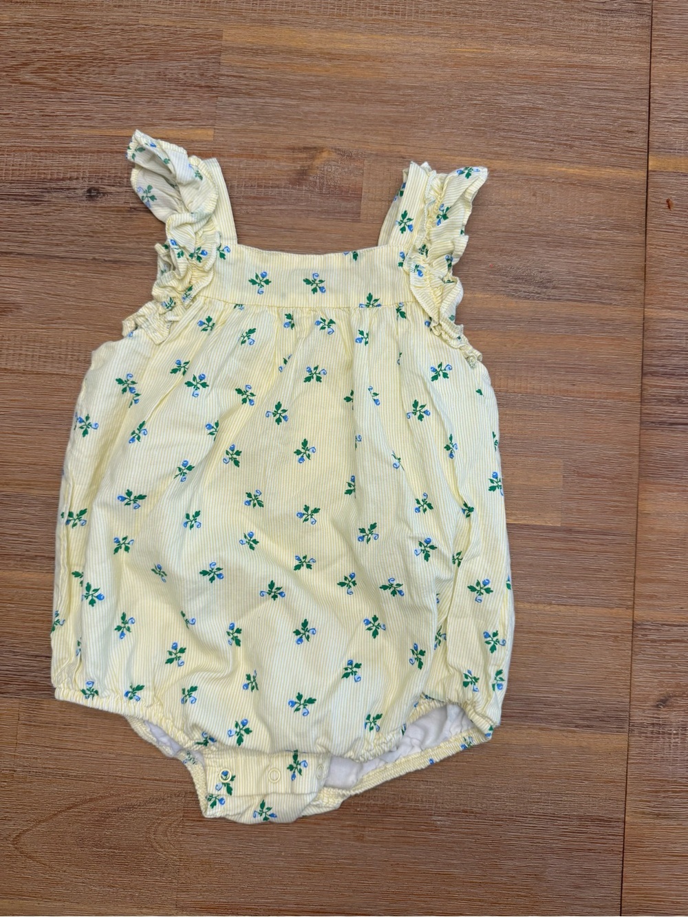 Little Me Yellow Floral Ruffled Romper